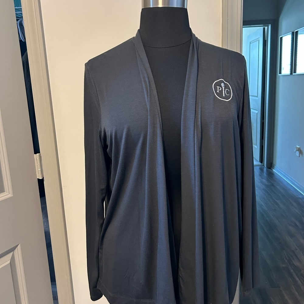 Pampered Chef Gray Open Front Cardigan